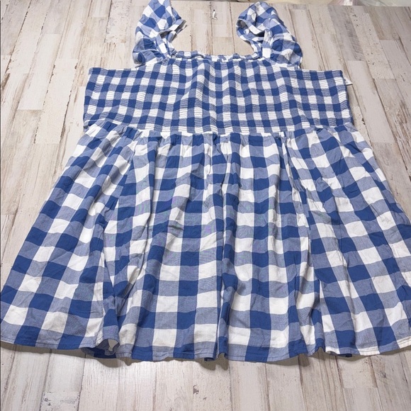 Old Navy Smocked Fit & Flare Mini Dress Plus Size 4X Flutter Sleeve Gingham Blue - Picture 10 of 15